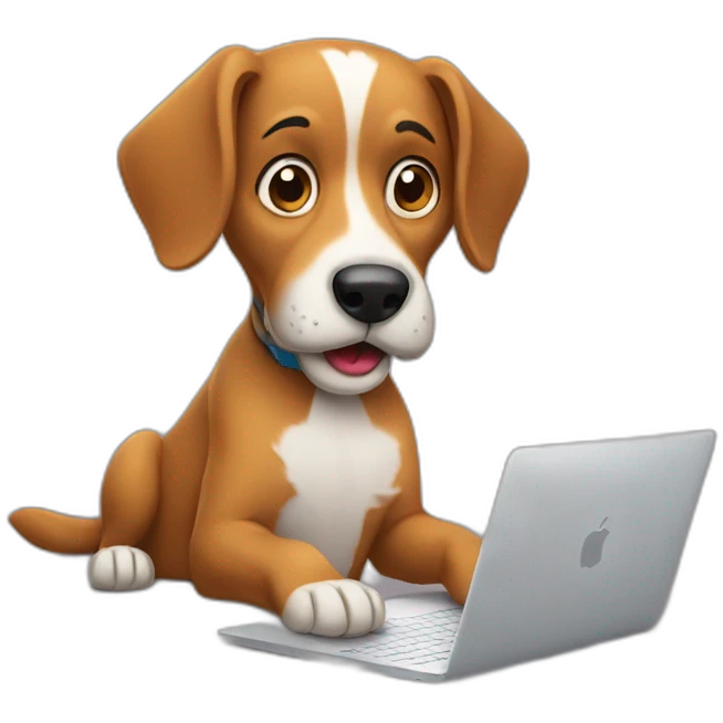 Dog reading MacBook emoji