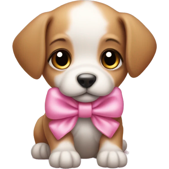 cute baby puppy with a pink bow on its head emoji