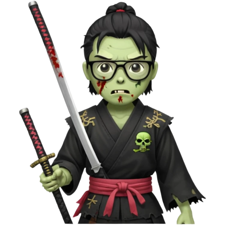 zombie samurai with black glasses emoji