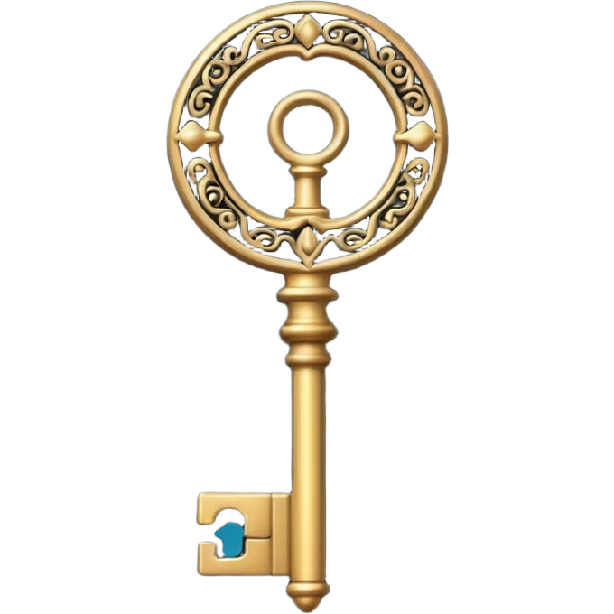 iOS style emoji, minimal ancient key, dark fantasy emoji