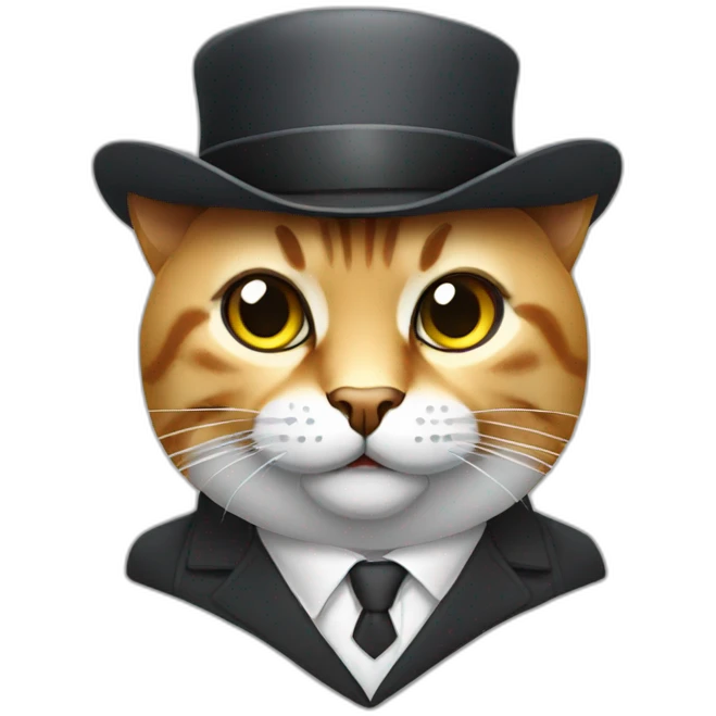 business cat with hat and moustache emoji