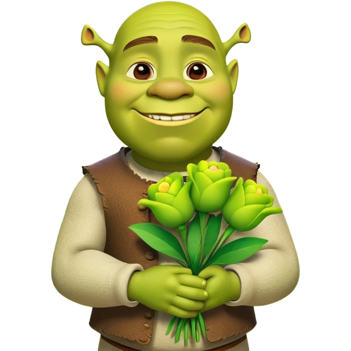 Shrek giving green flowers  emoji