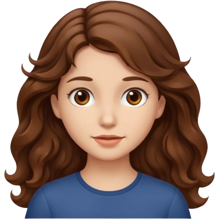 Wavy brown hair girl emoji
