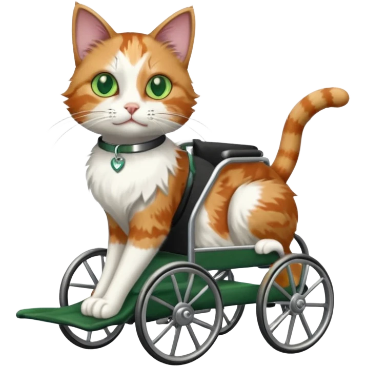 cat in a wheelchair designed for cats to walk emoji