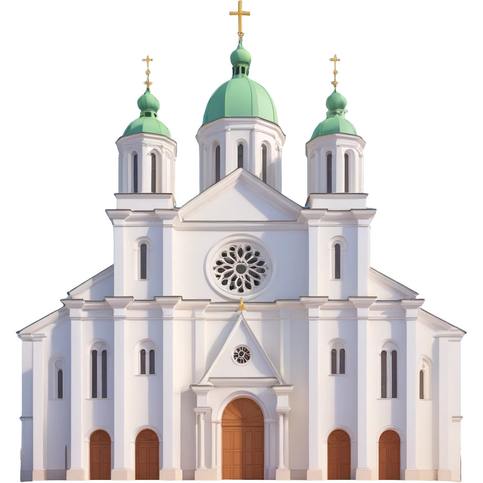 3D icon for Discord role, Vilnius Cathedral, Lithuania, accurate architectural details, no extra symbols or colors, just the cathedral, neutral background emoji