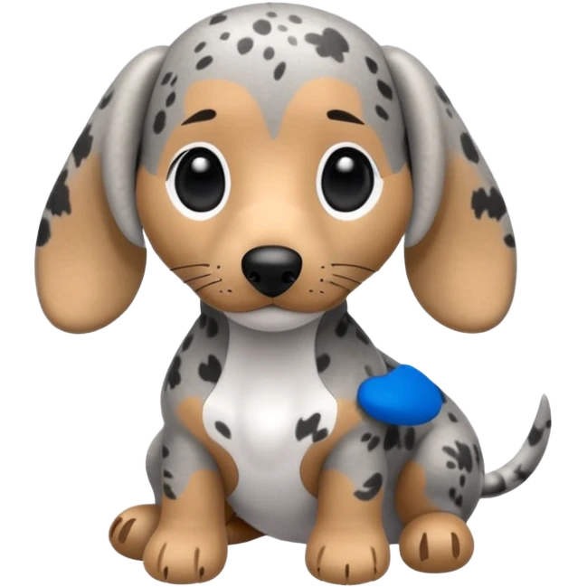 Chibi style Plush gray dappled dachshund  emoji