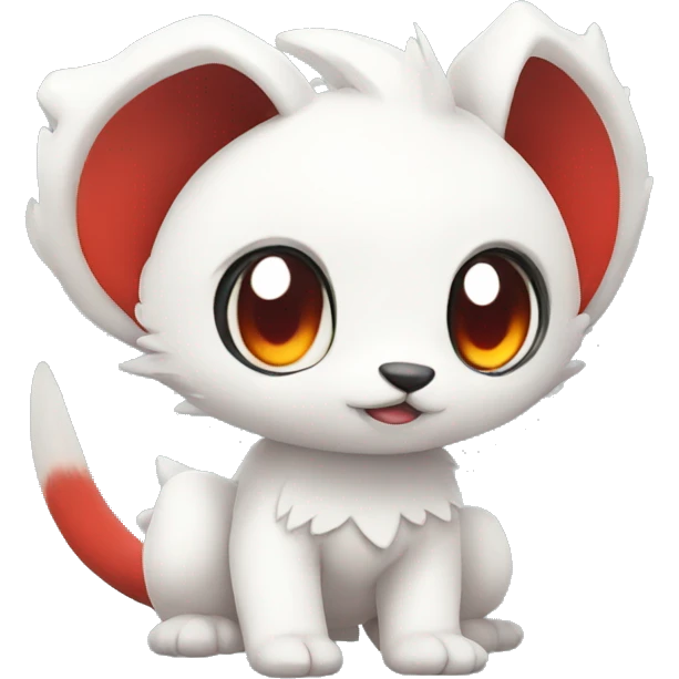 Cute cool white red animal hybrid Fakemon full body emoji