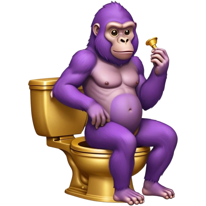 purple gorilla on a golden toilet emoji