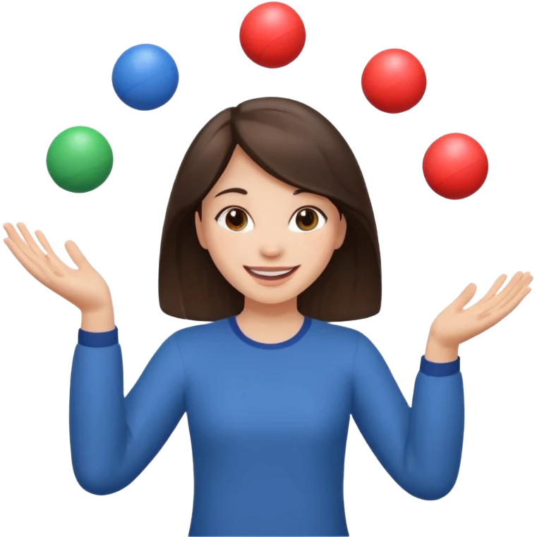 a brunette girl juggling  with two hands  emoji
