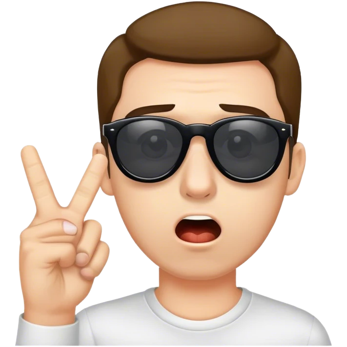 Shocked man with sunglasses and finger putting them down emoji