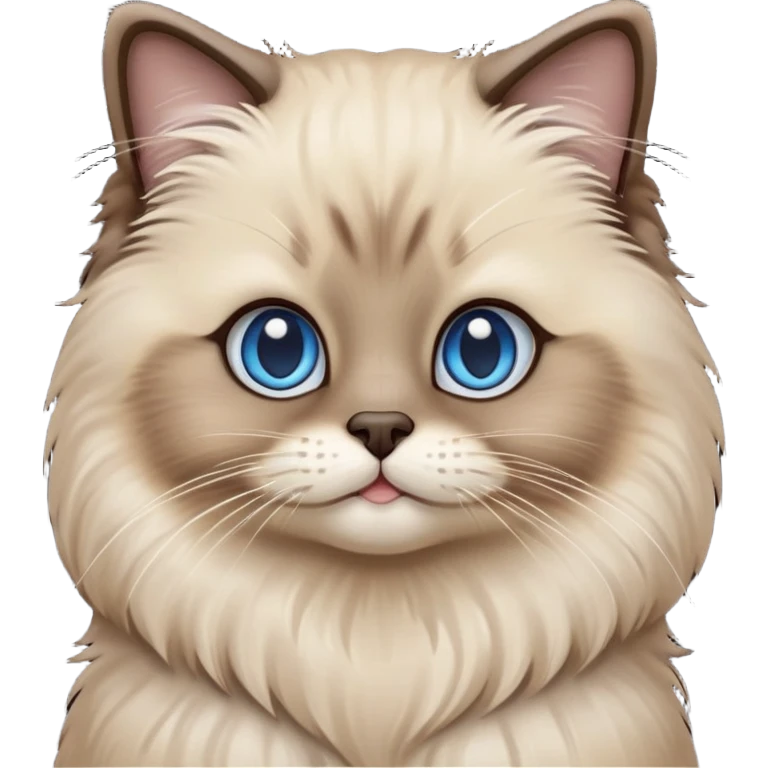 cinematic-adorable-fluffy-brown-seal-ragdoll-cat-portrait-emoji,-head-tilted-cutely-with-big,-sparkling-blue-eyes,-soft-brown-seal-colored-fur-with-darker-points-on-the-ears,-face,-and-paws,-simplified-yet-irresistibly-adorable-features, emoji