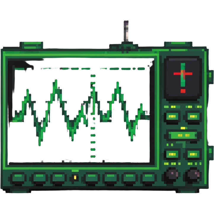 Electronic oscilloscope with green waveform display emoji