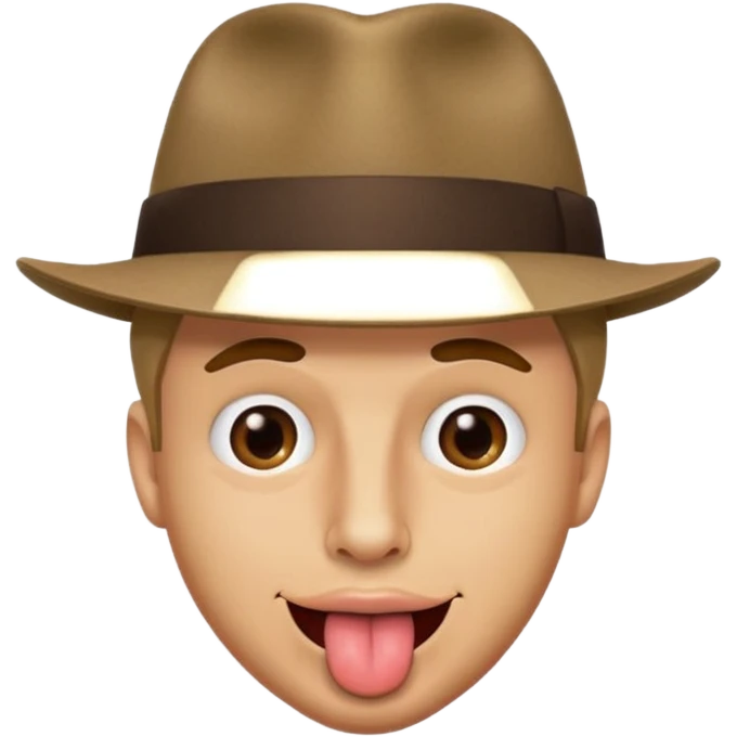 Man wearing fedora with an eyebrow raised and tongue out  emoji