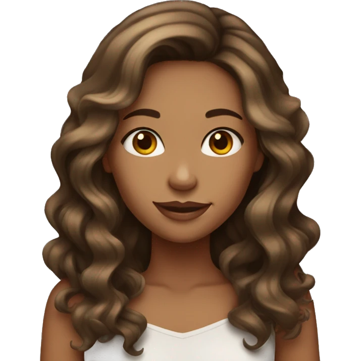 tan girl with long wavy dark brown hair with highlights  emoji