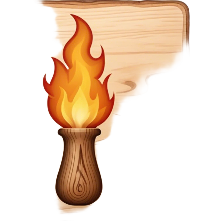Pyrography icon, burning tool creating a detailed design on wood, visible heat marks and intricate patterns forming, smoke rising, wood texture, minimalistic style, clean lines, transparent background. emoji