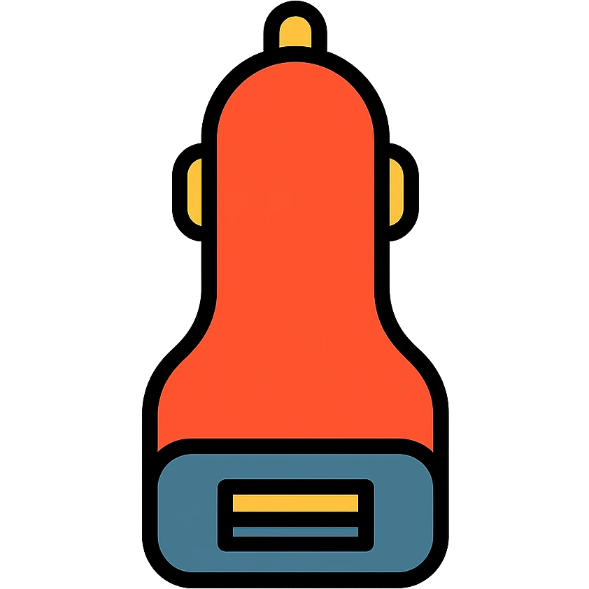 chargeur USB de voiture, style color outline, design épuré emoji