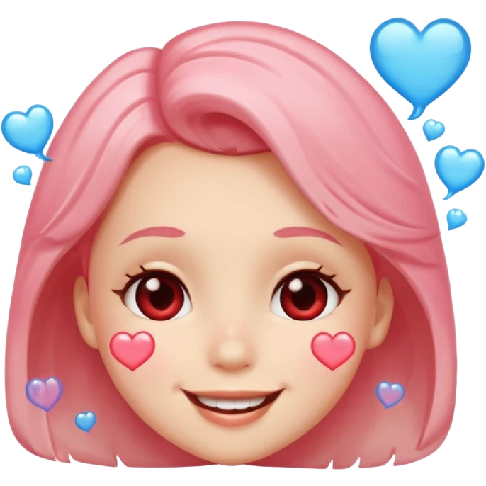 Blushing face smiling with heart bubbles around it emoji