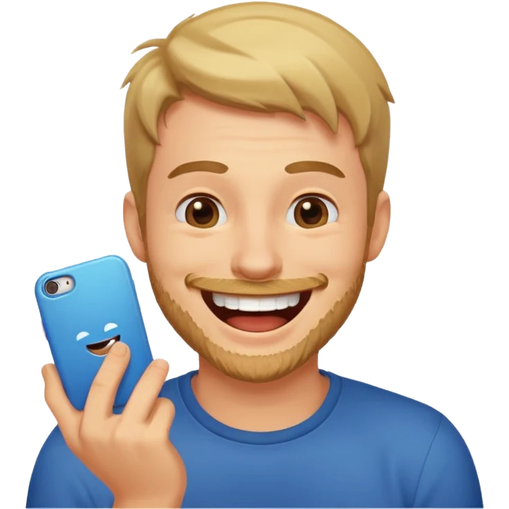 guy laughing at a meme emoji