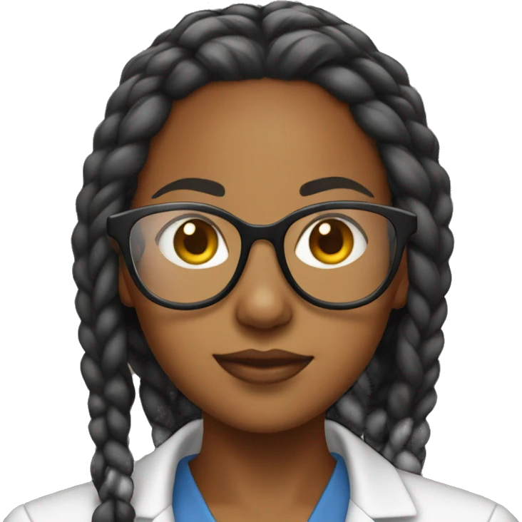 Black female scientist with box braids and glasses emoji