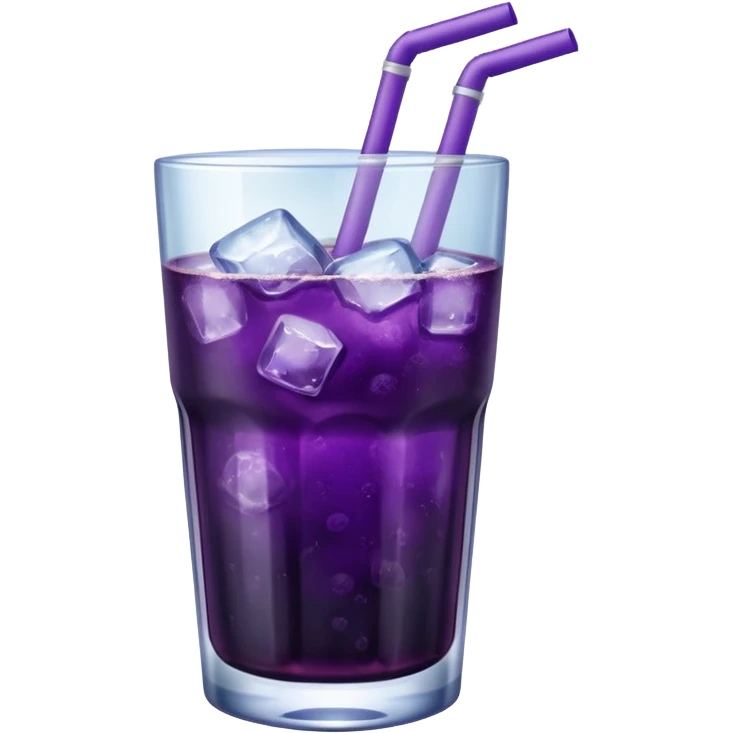 Clear glass of ice and blackberry soda  emoji