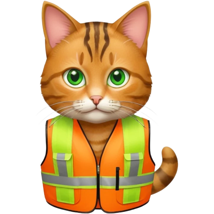 tabby cat in hi-vis clothing facing right emoji