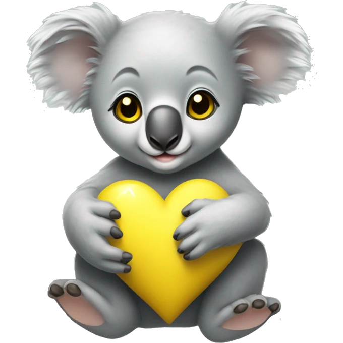 Baby koala with yellow heart in its paws  emoji
