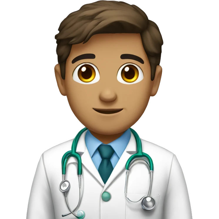 joven doctor, rubio ojos marrones alto emoji