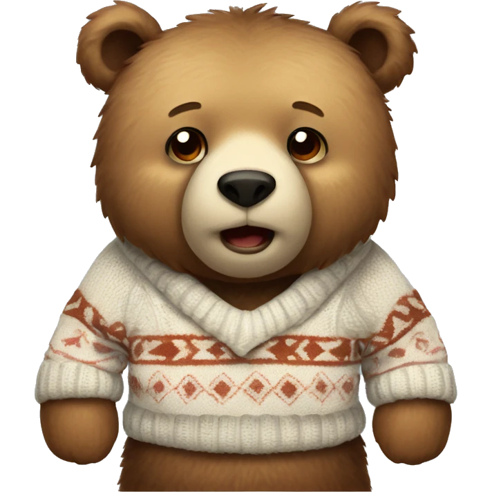 Full body bear with cute sweater on  emoji