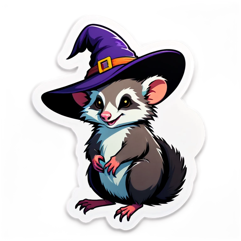 Possum in a witch hat emoji