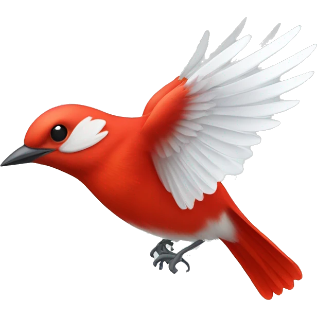 red male flycatcher bird flying with white accent feathers flying upwards emoji