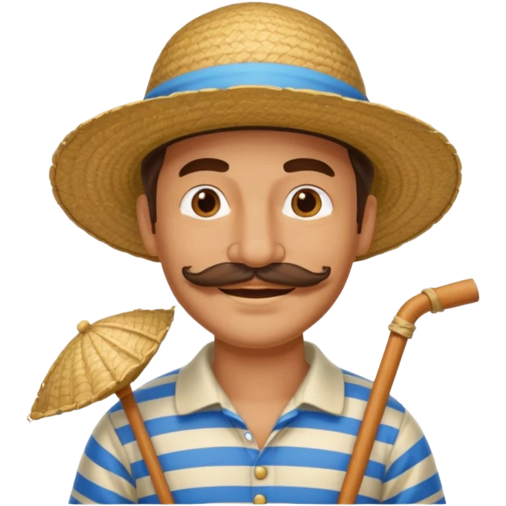 venetian gondolier with mustache, no rows, romantic guy emoji