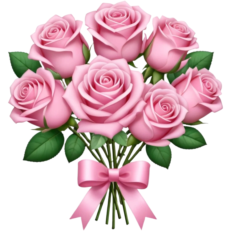 A sparkly romantic beautiful cute pretty aesthetic soft-pink bouquet of roses with a ribbon emoji