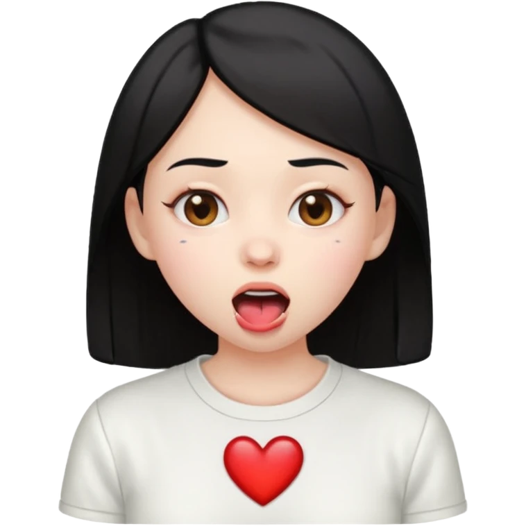 Heart-eyes emoji with a heart next to it and drooling
Black-haired girl, loves white emoji