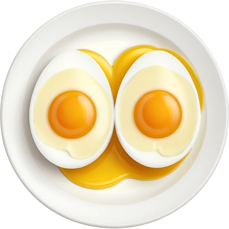 Two boil eggs in a restaurant plate cut in half emoji