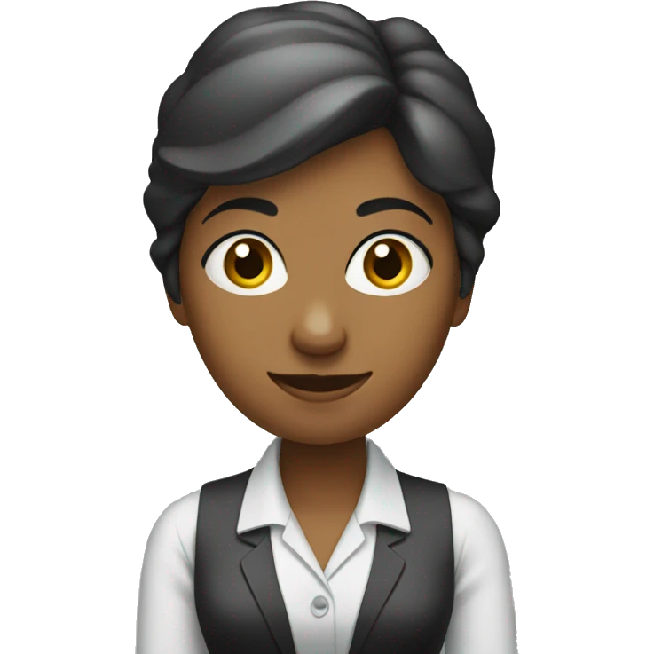 Lady accountant standing with folding hands emoji