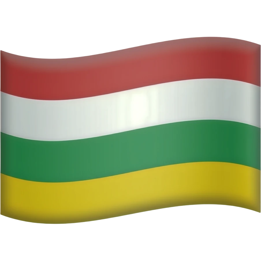 An emoji of a waving flag with four horizontal stripes of colors red, white, green and yellow emoji