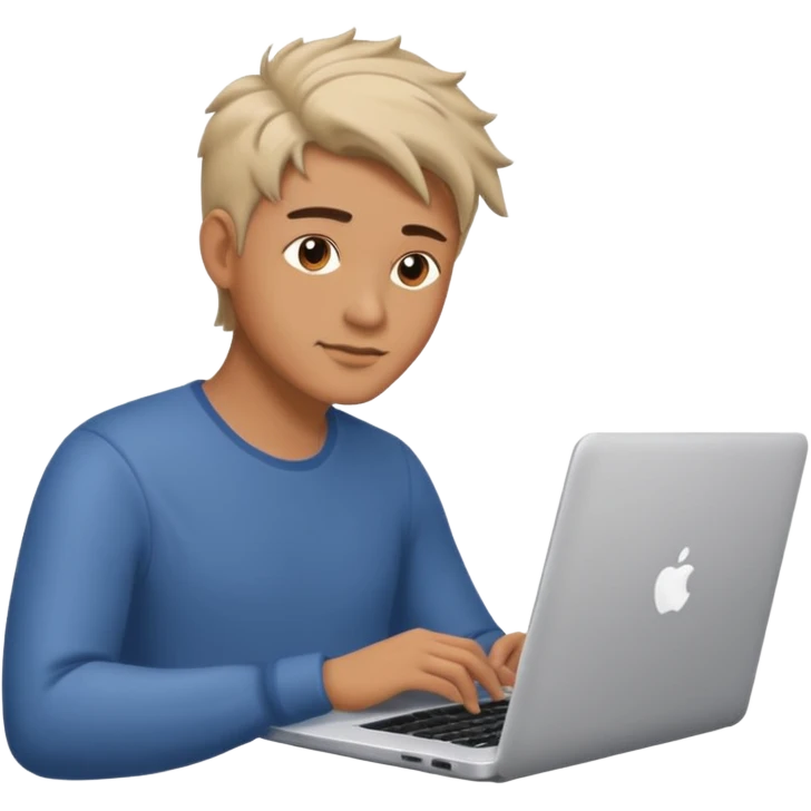 man with laptop, different hair style. emoji