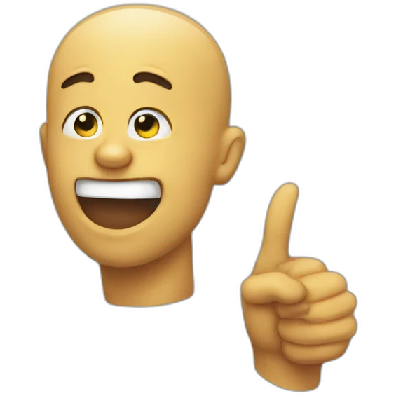 Emoji pointing to his jaw emoji