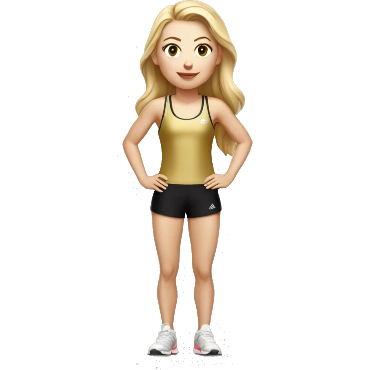 White Girl runner wearing gold singlet and black shorts  emoji
