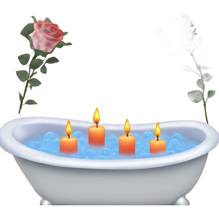 bubble bath with candles and roses emoji