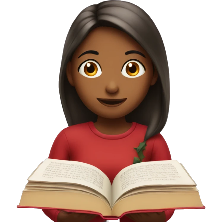 Girl reading a Christmas book emoji