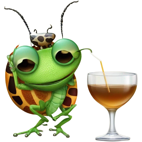 bug with a lizard on its back drinking an espresso martini emoji