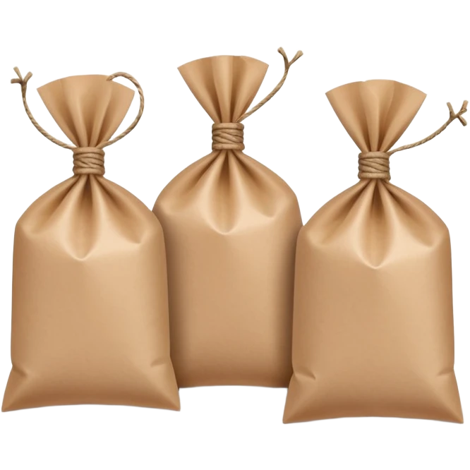 Three identical sealed packets or packages in a row emoji