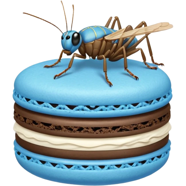A cricket on a blue macaron emoji