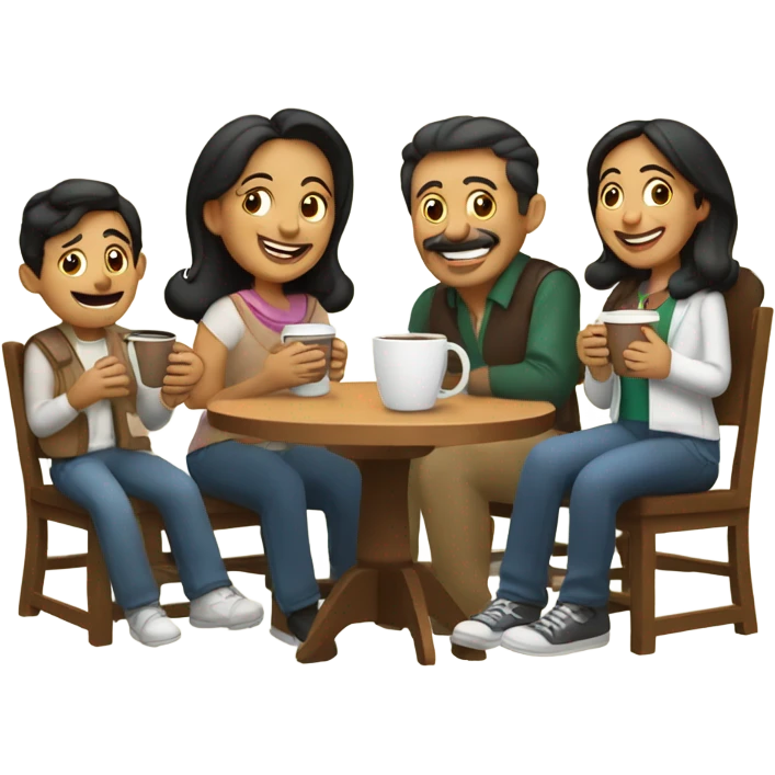 Good morning Mexican family with coffee  emoji