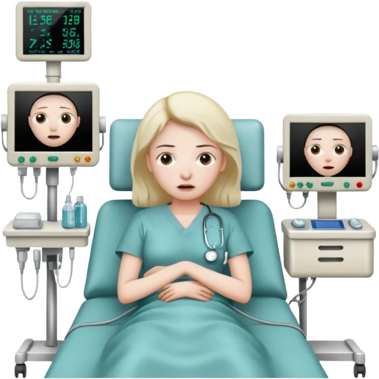 a patient waking up before a surgery, with monitors etc emoji