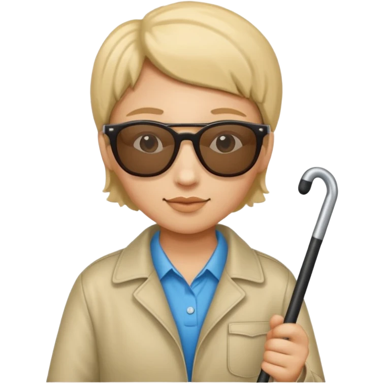 A blind person wearing sunglasses and holding a guide cane emoji