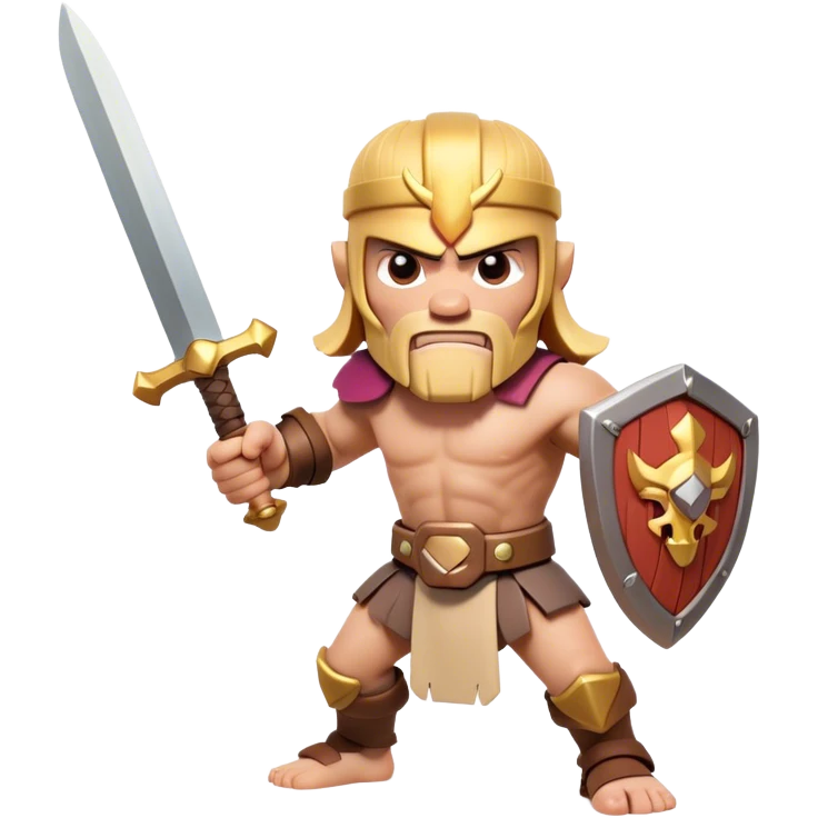 CLASH OF CLANS style warrior ready for war preparing to swing sword at camera emoji