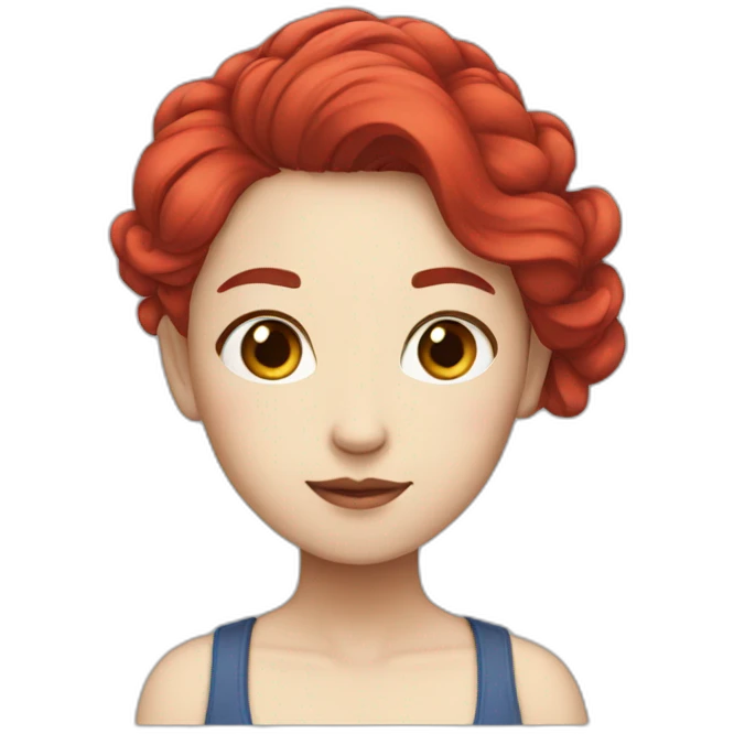 woman Chinese blue Red hair hello emoji