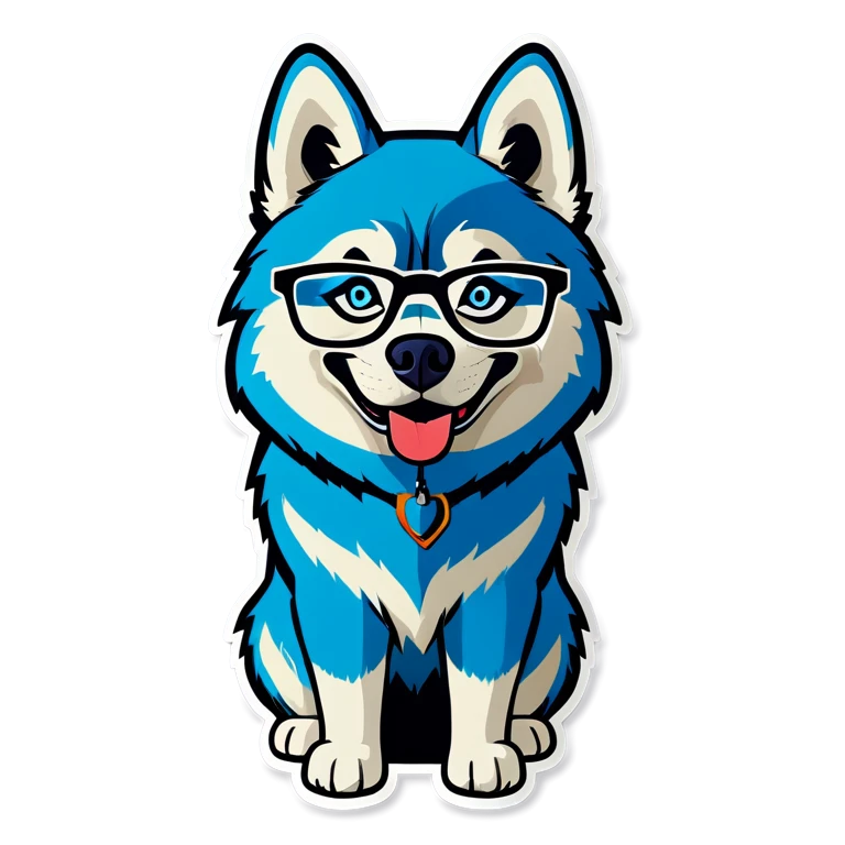 Husky with glasses  emoji